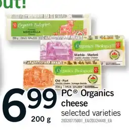 Fortinos PC ORGANICS CHEESE offer