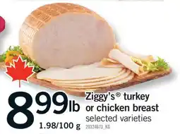 Fortinos ZIGGY'S TURKEY OR CHICKEN BREAST, 1.98/100 g offer