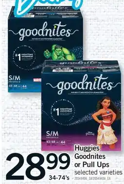 Fortinos HUGGIES GOODNITES OR PULL UPS, 34-74'S offer