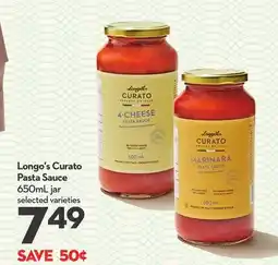 Longo's Curato Pasta Sauce offer