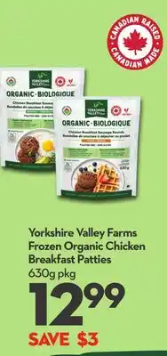 Longo's Yorkshire Valley Farms Frozen Organic Chicken Breakfast Patties offer