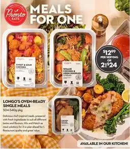 Longo's OVEN-READY SINGLE MEALS offer