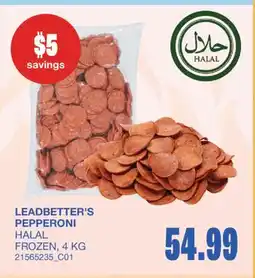 Wholesale Club LEADBETTER'S PEPPERONI offer