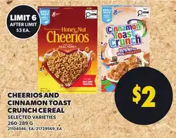 Loblaws CHEERIOS AND CINNAMON TOAST CRUNCH CEREAL offer