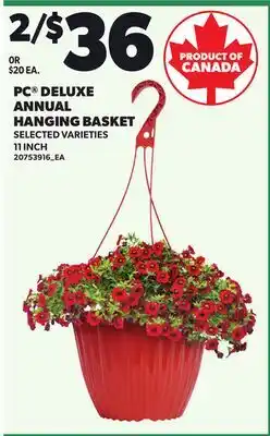 Loblaws PC DELUXE ANNUAL HANGING BASKET, 11 INCH offer