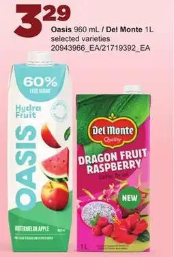 Loblaws OASIS 960 ML / DEL MONTE 1L offer