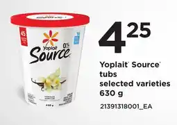 Loblaws YOPLAIT SOURCE TUBS offer
