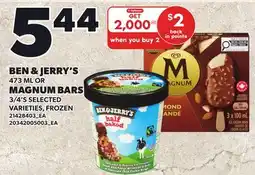 Loblaws BEN & JERRY'S, OR MAGNUM BARS, 3/4'S offer