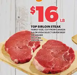 Loblaws TOP SIRLOIN STEAK offer