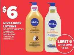 Loblaws NIVEA BODY LOTIONS, 500/625 ML offer