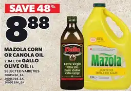 Loblaws MAZOLA CORN OR CANOLA OIL, 2.84 L OR GALLO OLIVE OIL, 1 L offer