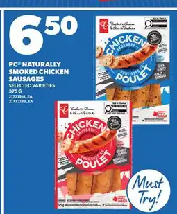 Loblaws PC NATURALLY SMOKED CHICKEN SAUSAGES offer