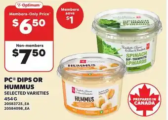 Loblaws PC DIPS OR HUMMUS offer