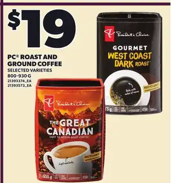 Loblaws PC ROAST AND GROUND COFFEE offer