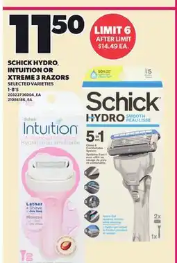 Loblaws SCHICK HYDRO, INTUITION OR XTREME 3 RAZORS, 1-8'S offer