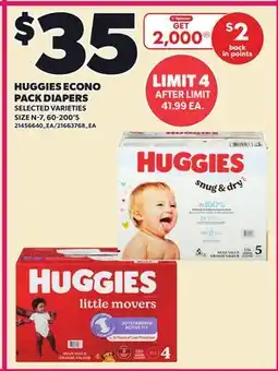 Loblaws HUGGIES ECONO PACK DIAPERS, N-7, 60-200'S offer