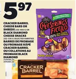 Independent Grocer CRACKER BARREL CHEESE BARS OR SHREDS, 250-400 G OR BLACK DIAMOND CHEESE SNACKS, 252-336 G offer