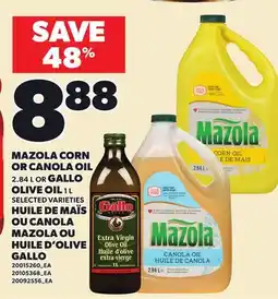 Independent Grocer MAZOLA CORN OR CANOLA OIL, 2.84 L OR GALLO OLIVE OIL, 1L offer