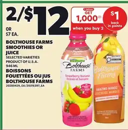 Independent Grocer BOLTHOUSE FARMS SMOOTHIES OR JUICE offer