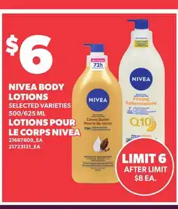 Independent Grocer NIVEA BODY LOTIONS, 500/625 ML offer