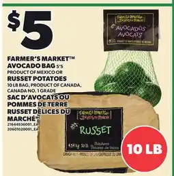 Independent Grocer FARMER'S MARKET AVOCADO BAG, 5's RUSSET POTATOES, 10 LB BAG offer