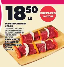 Independent Grocer TOP SIRLOIN BEEF KEBAB offer