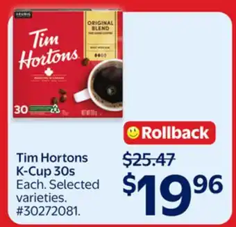 Walmart Tim Hortons K-Cup 30s offer
