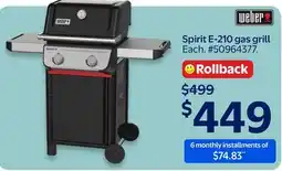 Walmart Spirit E-210 gas grill offer