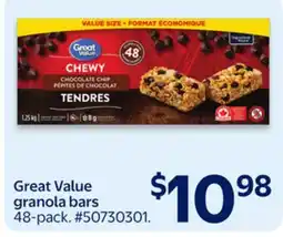 Walmart Great Value granola bars offer