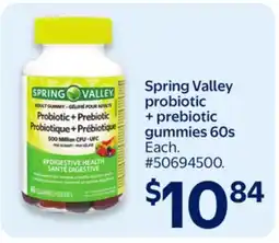 Walmart Spring Valley probiotic + prebiotic gummies 60s offer