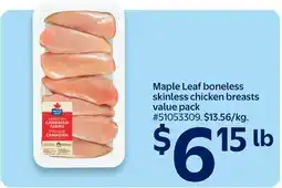 Walmart Maple Leaf boneless skinless chicken breasts value pack offer