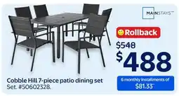 Walmart Mainstays Cobble Hill 7-piece patio dining set offer