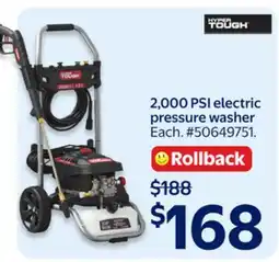 Walmart 2,000 PSI electric pressure washer offer