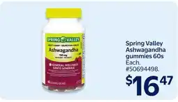 Walmart Spring Valley Ashwagandha gummies 60s offer