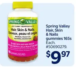 Walmart Spring Valley Hair, Skin & Nails gummies 165s offer