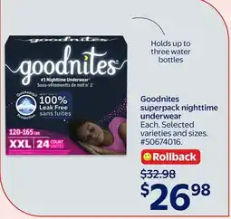 Walmart Goodnites superpack nighttime underwear offer