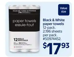 Walmart Black & White paper towels offer