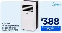 Walmart Midea 10,000 BTU ASHRAE portable air conditioner offer