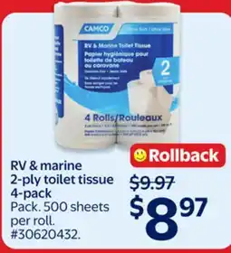 Walmart RV & marine 2-ply toilet tissue offer