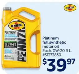 Walmart Platinum full synthetic motor oil offer