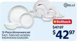 Walmart 12-Piece dinnerware set offer