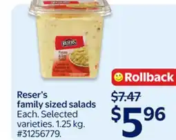 Walmart Reser's family sized salads offer