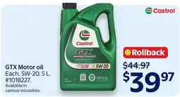 Walmart GTX Motor oil Each. 5W-20. 5 L offer