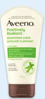 Walmart Aveeno Positively Radiant scrub 140 g or makeup removing wipes 25s offer
