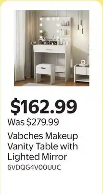 Walmart Vabches Makeup Vanity Table with Lighted Mirror offer