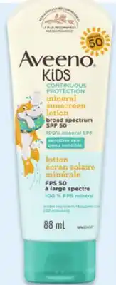 Walmart Aveeno Kids SPF 50 sunscreen lotion 88 mL or stick 42 g offer