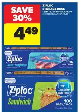 Real Canadian Superstore ZIPLOC STORAGE BAGS, 10-100'S offer