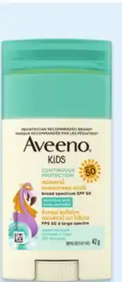 Walmart Aveeno Kids SPF 50 sunscreen stick offer