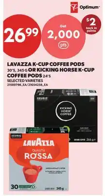 Real Canadian Superstore LAVAZZA K-CUP COFFEE PODS, 30'S, 345 G OR KICKING HORSE K-CUP COFFEE PODS, 24'S offer