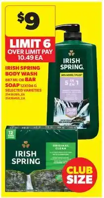 Real Canadian Superstore IRISH SPRING BODY WASH, 887 ML OR BAR SOAP offer